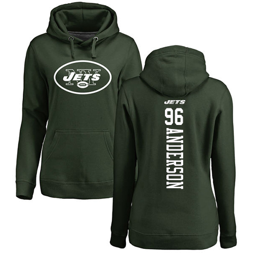 New York Jets Green Women Henry Anderson Backer NFL Football #96 Pullover Hoodie Sweatshirts->women nfl jersey->Women Jersey